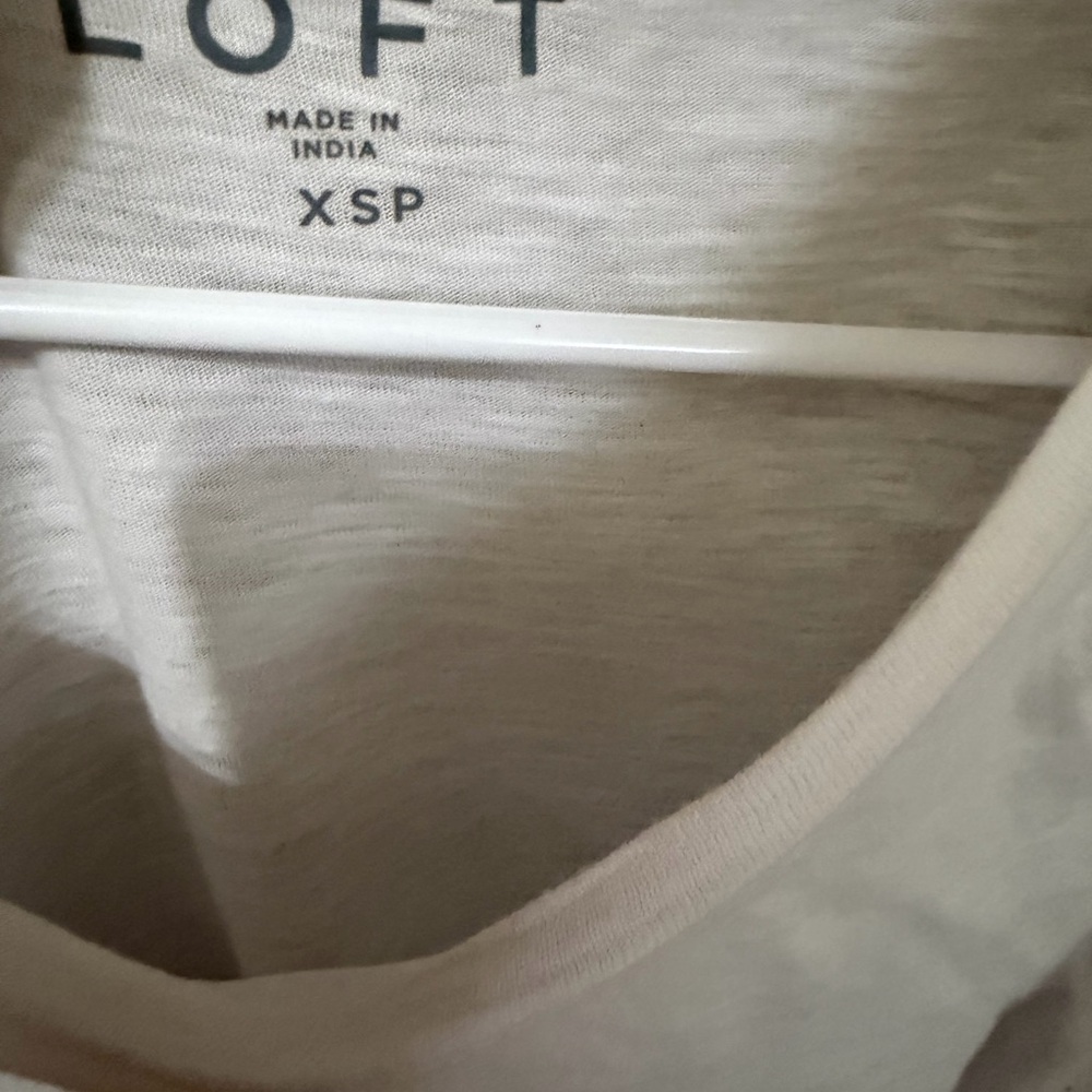 LOFT Cream Ruffle Sleeve Tee - Picture 2 of 3